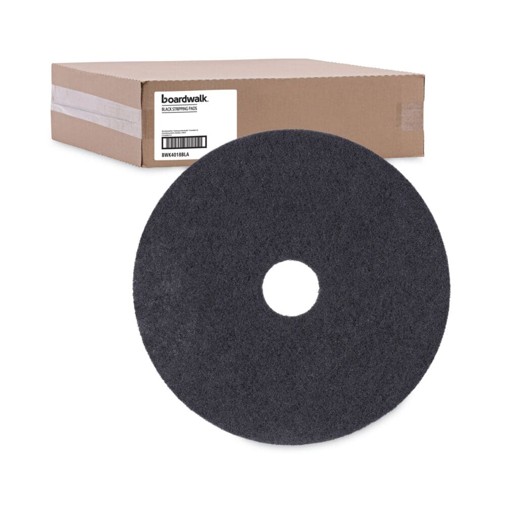Stripping Floor Pads, 18" Diameter, Black, 5/Carton - Image 4
