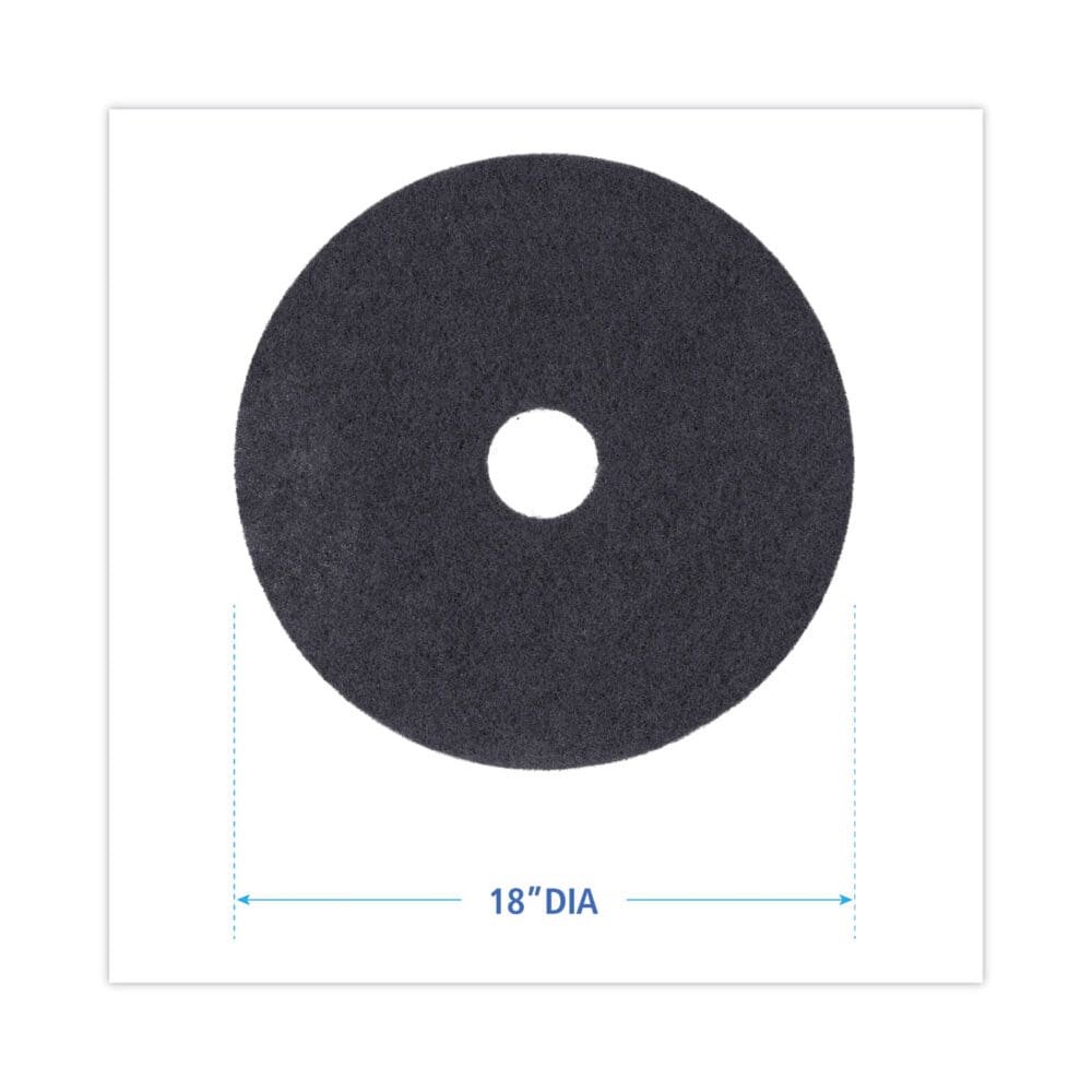 Stripping Floor Pads, 18" Diameter, Black, 5/Carton - Image 6