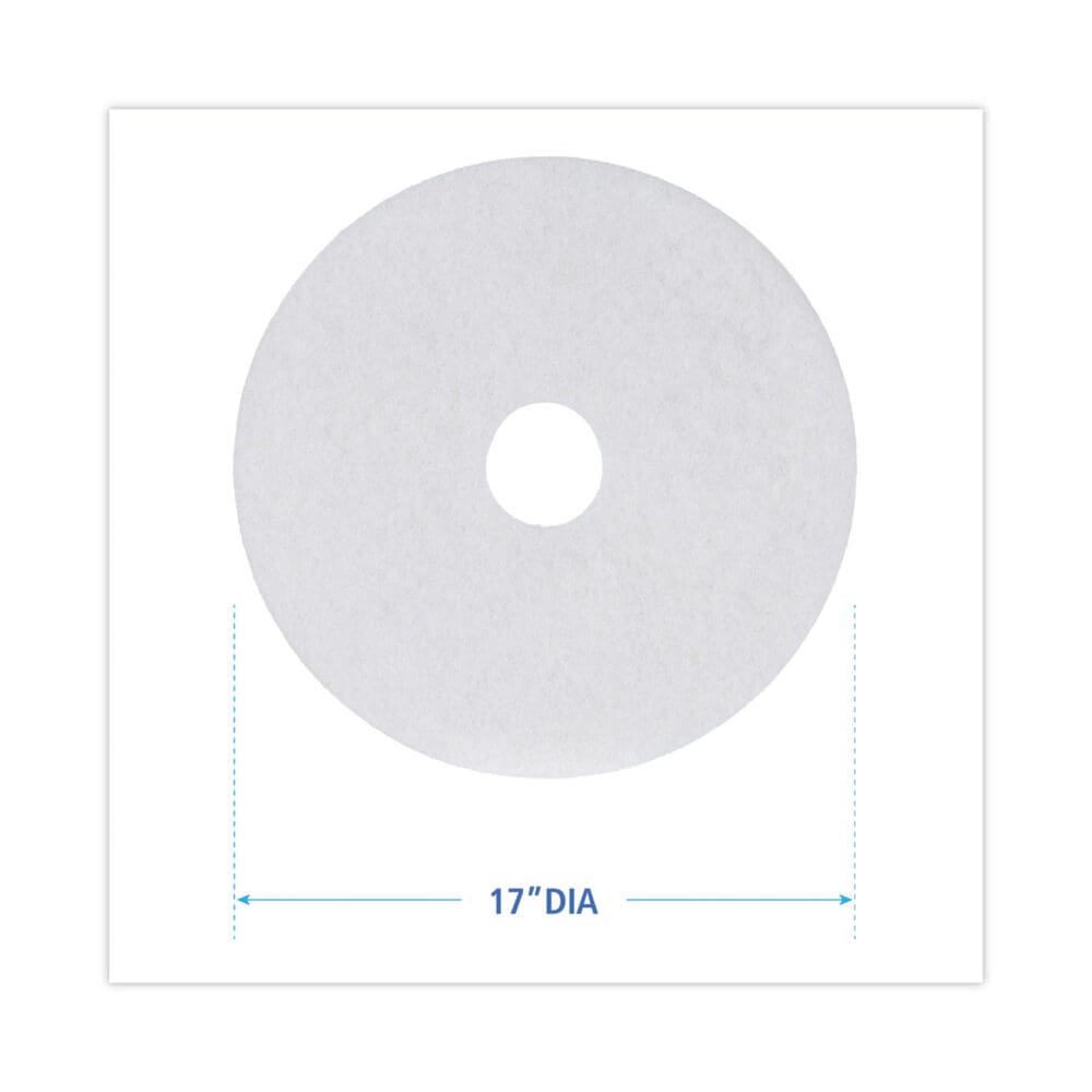 Polishing Floor Pads, 17" Diameter, White, 5/Carton - Image 6