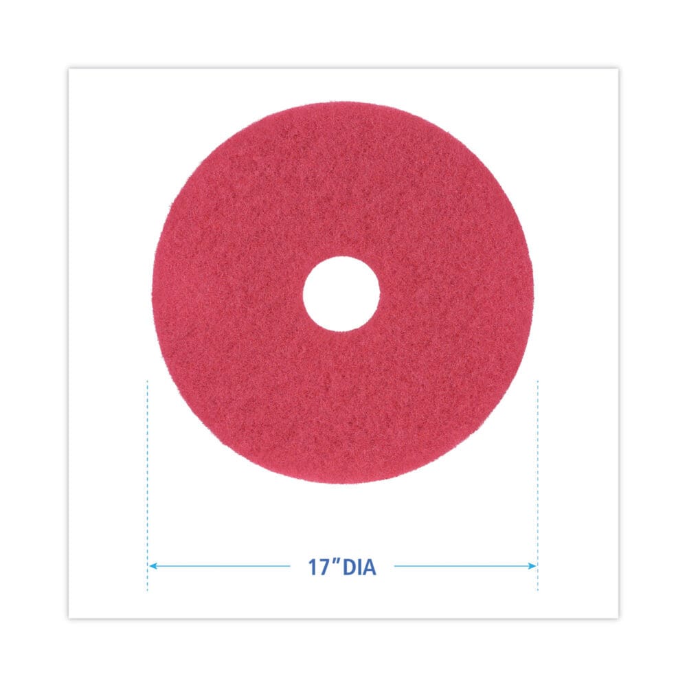 Buffing Floor Pads, 17" Diameter, Red, 5/Carton - Image 6