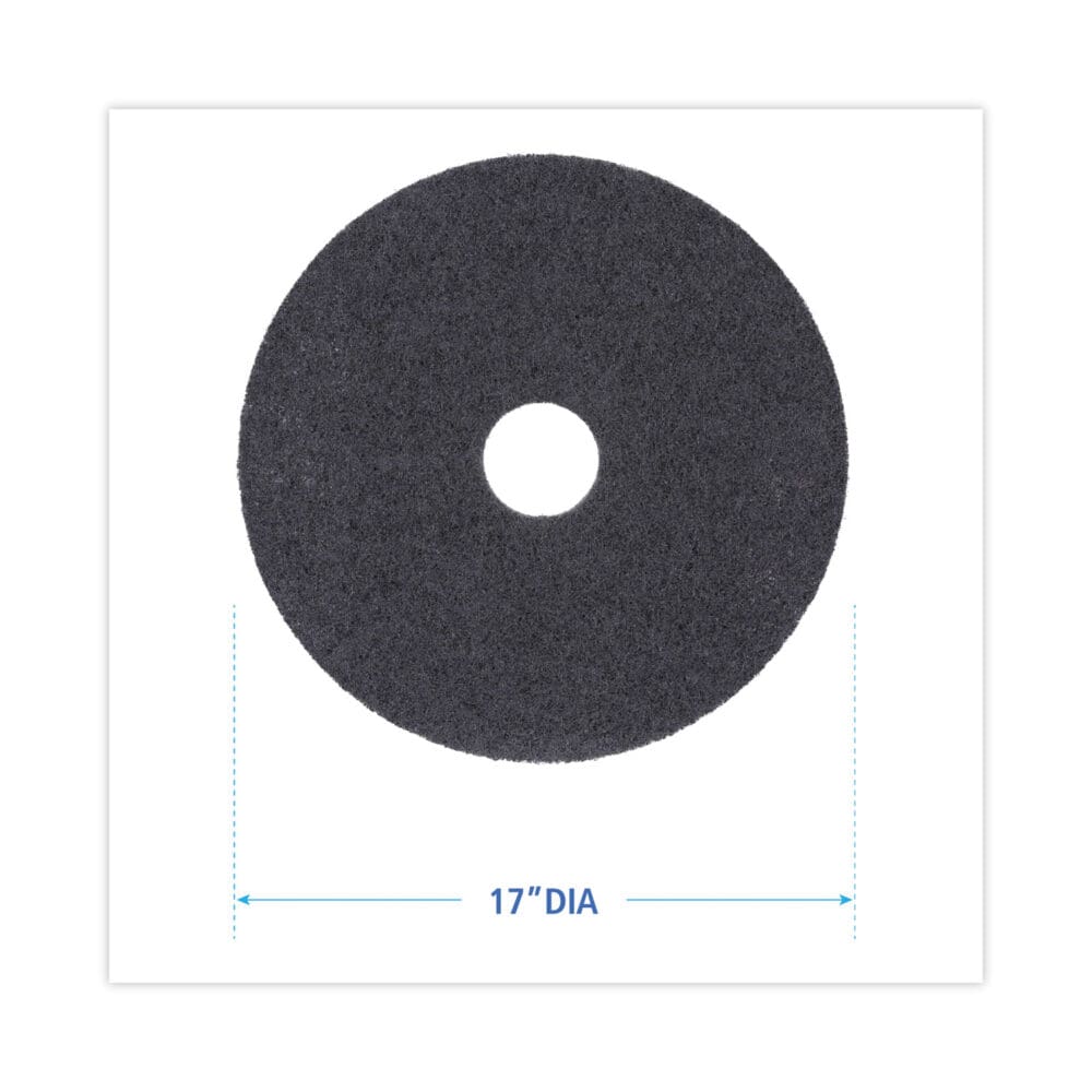 High Performance Stripping Floor Pads, 17" Diameter, Black, 5/Carton - Image 6
