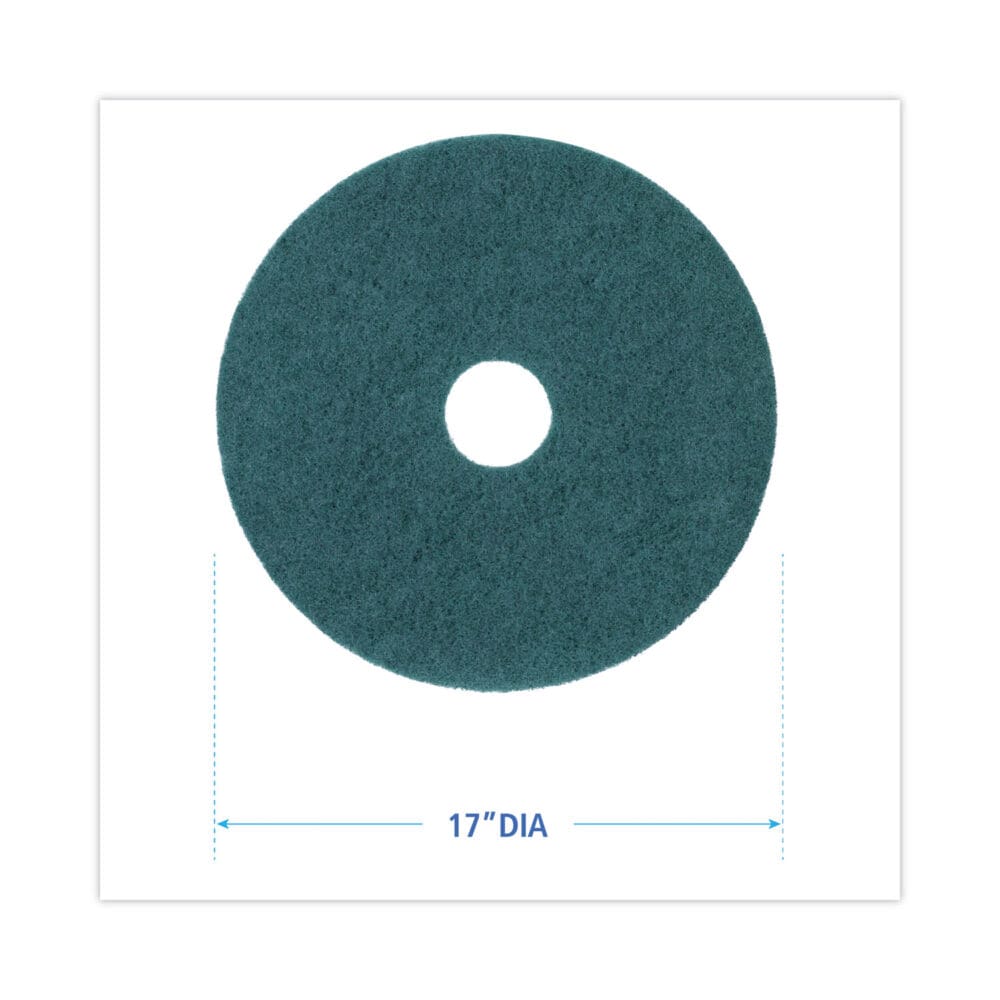 Heavy-Duty Scrubbing Floor Pads, 17" Diameter, Green, 5/Carton - Image 6