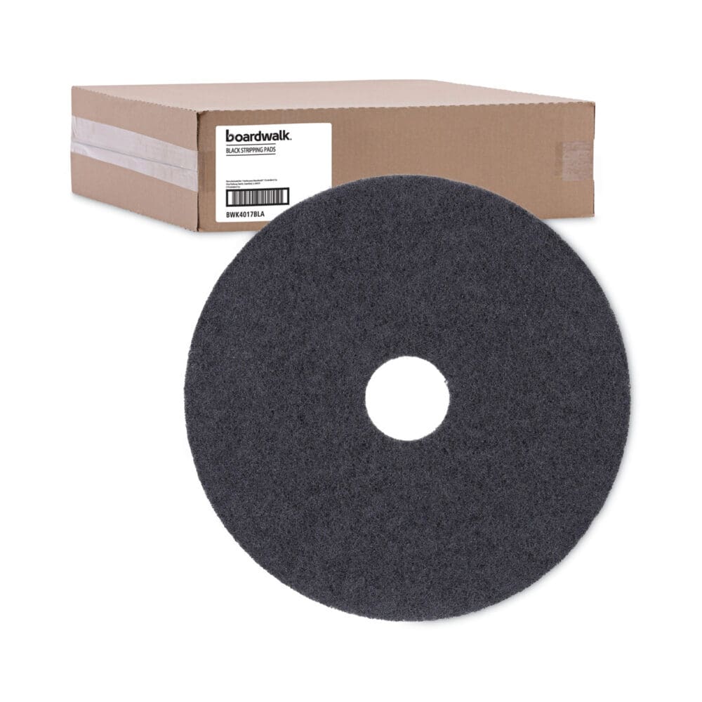 Stripping Floor Pads, 17" Diameter, Black, 5/Carton - Image 4
