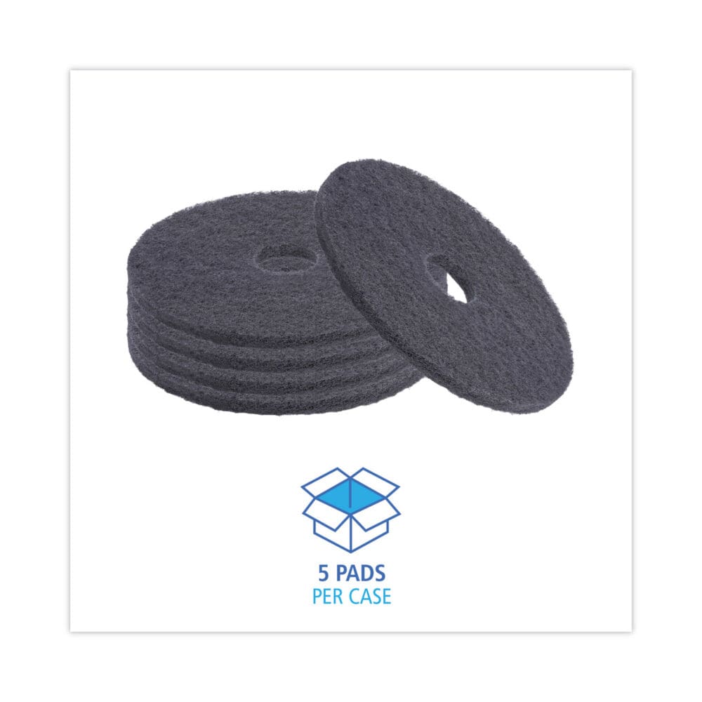 Stripping Floor Pads, 16" Diameter, Black, 5/Carton - Image 2