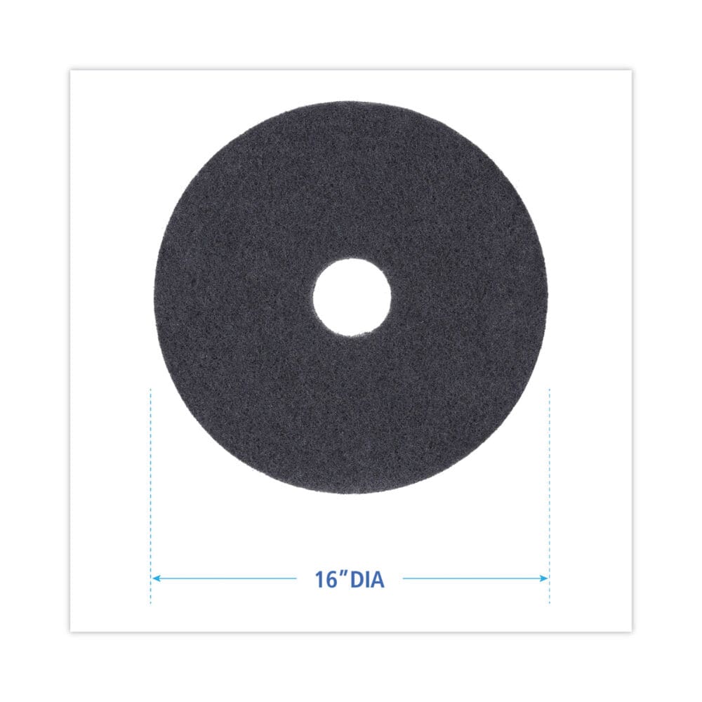 Stripping Floor Pads, 16" Diameter, Black, 5/Carton - Image 6