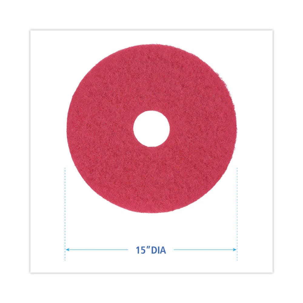 Buffing Floor Pads, 15" Diameter, Red, 5/Carton - Image 6