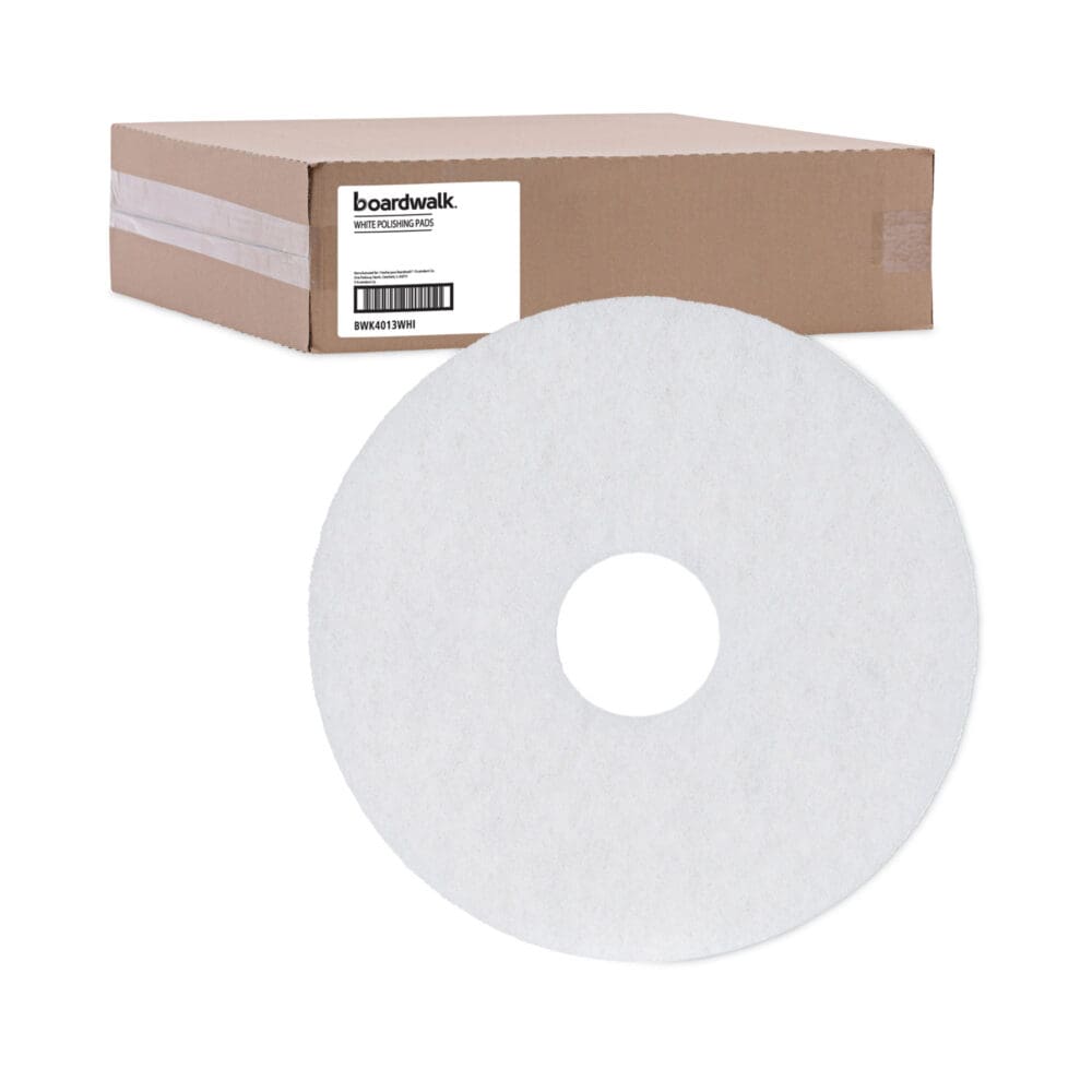 Polishing Floor Pads, 13" Diameter, White, 5/Carton - Image 4