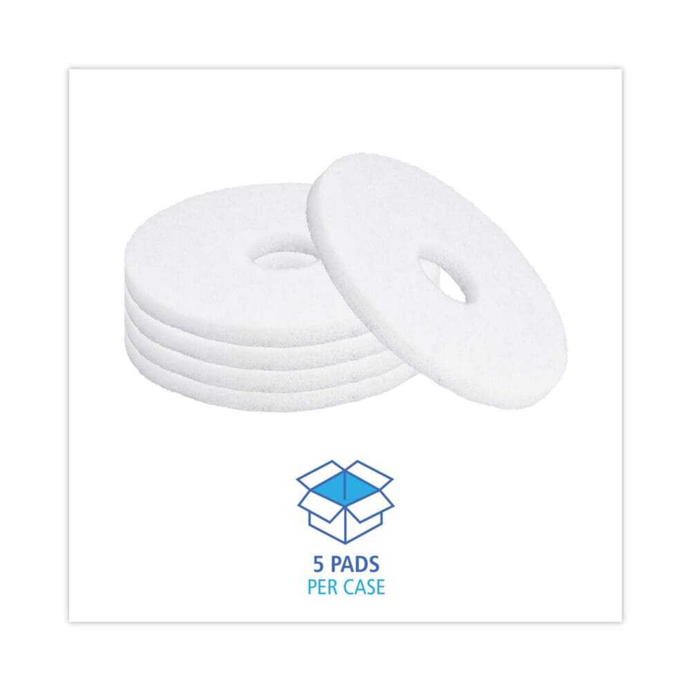 Polishing Floor Pads, 13" Diameter, White, 5/Carton - Image 2