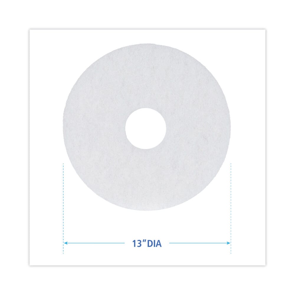 Polishing Floor Pads, 13" Diameter, White, 5/Carton - Image 6