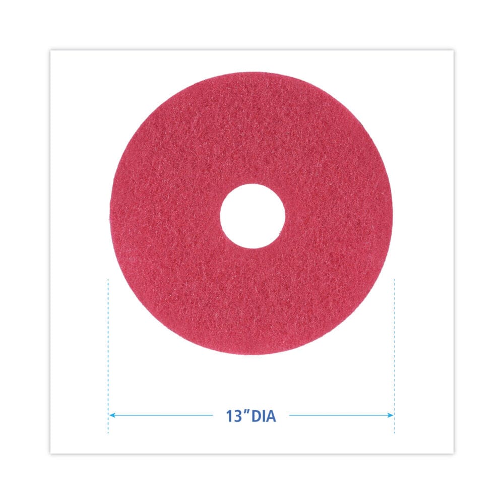 Buffing Floor Pads, 13" Diameter, Red, 5/Carton - Image 6