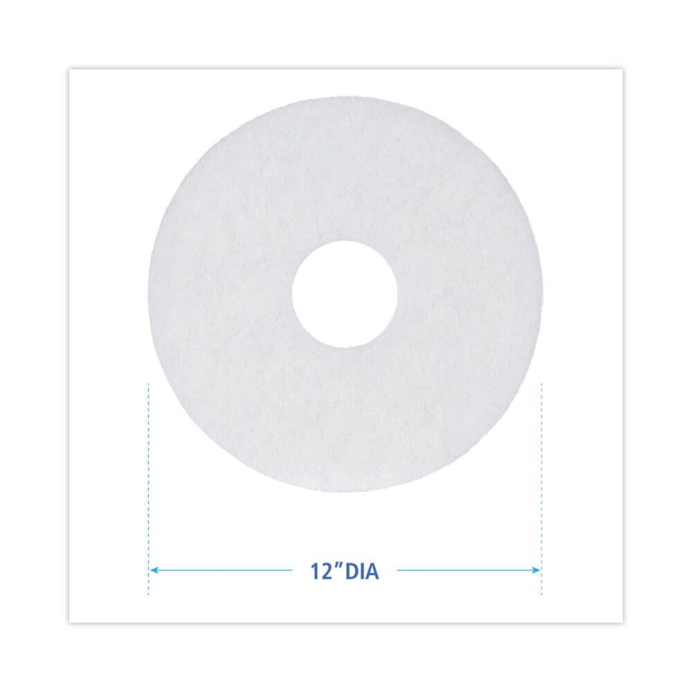 Polishing Floor Pads, 12" Diameter, White, 5/Carton - Image 6