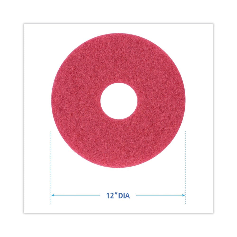 Buffing Floor Pads, 12" Diameter, Red, 5/Carton - Image 6