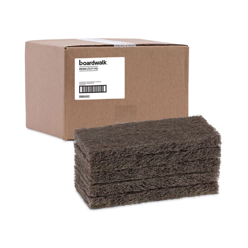 Heavy-Duty Scour Pad, 4.63 x 10, Brown, 20/Carton - Image 5