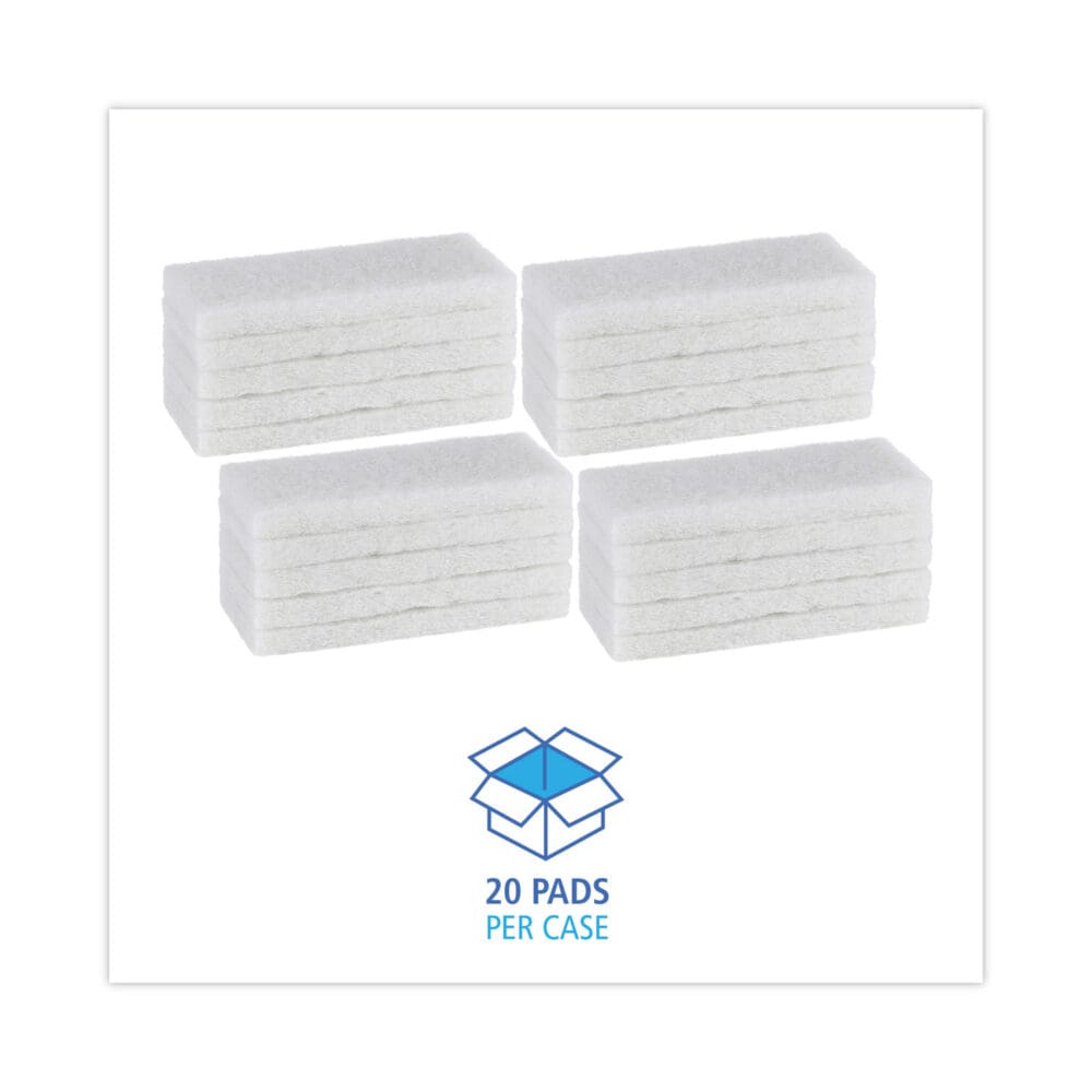 Light Duty Scour Pad, 4.63  x 10, White, 20/Carton - Image 2