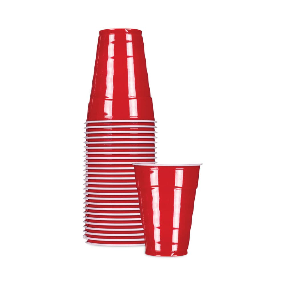 Easy Grip Disposable Plastic Party Cups, 9 oz, Red, 50/Pack, 12 Packs/Carton - Image 6