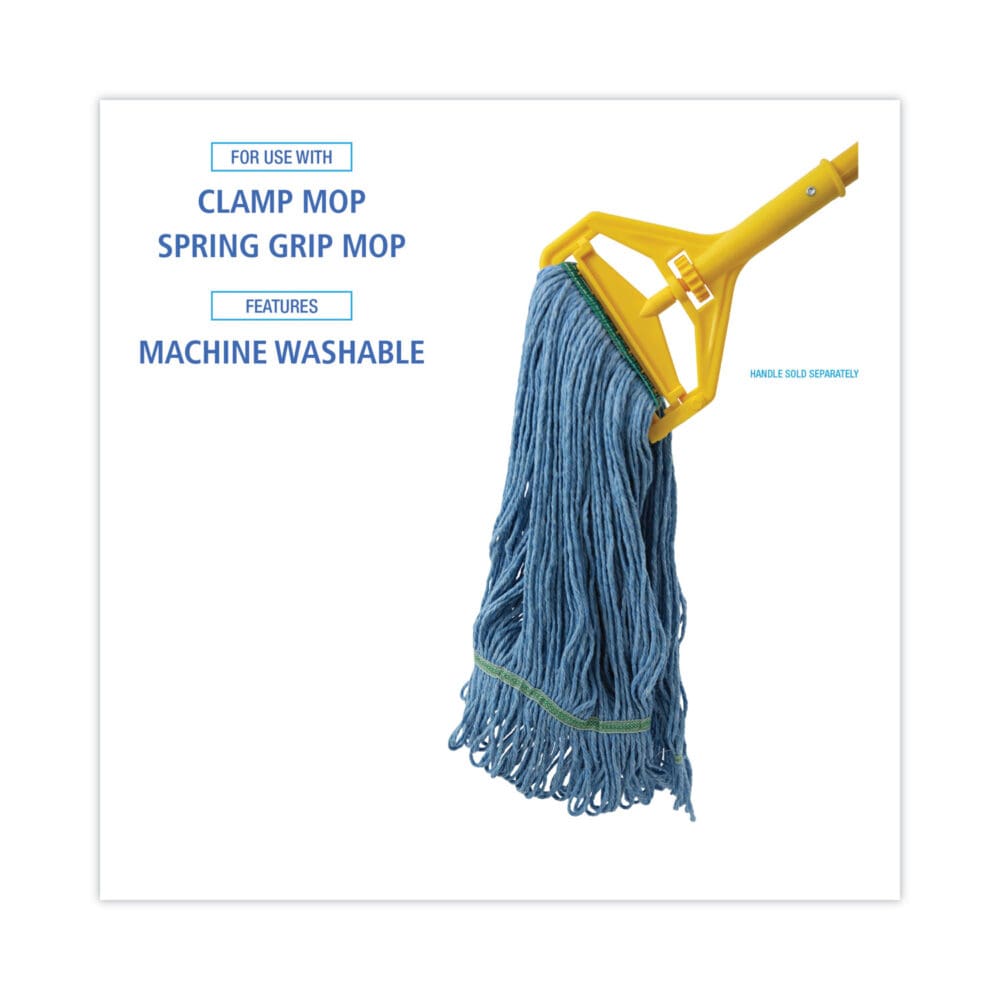 Super Loop Wet Mop Head, Cotton/Synthetic Fiber, 1" Headband, Medium Size, Blue, 12/Carton - Image 2