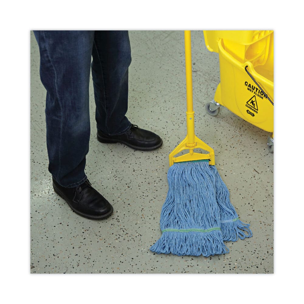 Super Loop Wet Mop Head, Cotton/Synthetic Fiber, 1" Headband, Medium Size, Blue, 12/Carton - Image 4