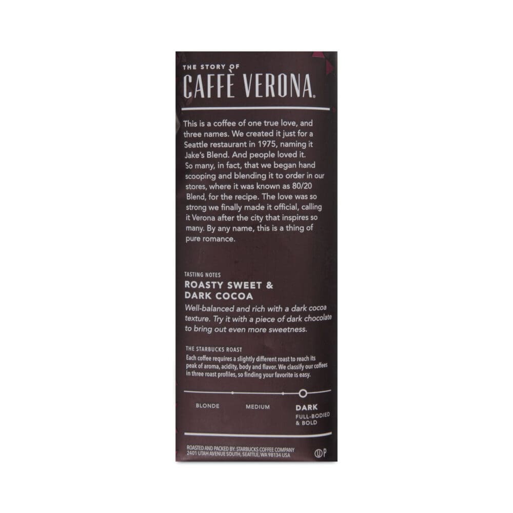 Coffee, Caffe Verona, Ground, 1lb Bag - Image 3