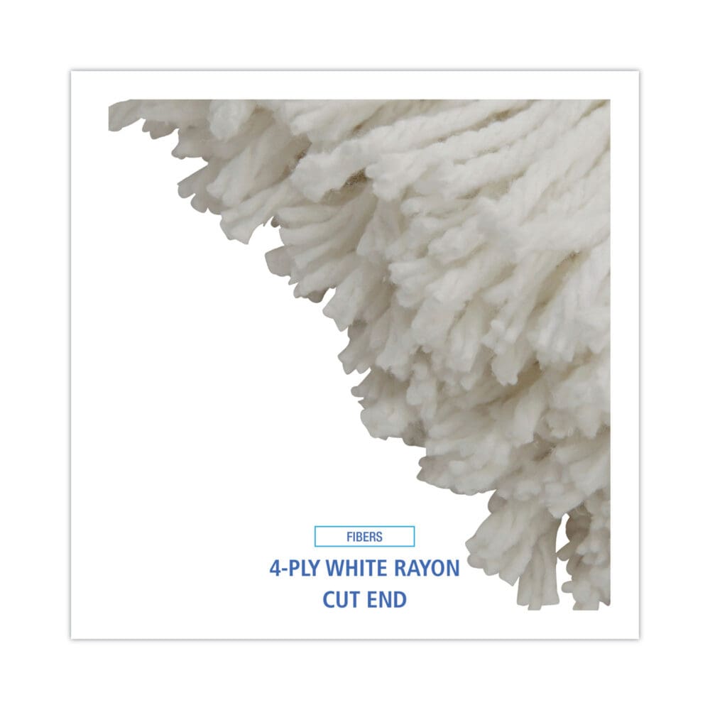 Cut-End Lie-Flat Mop Head, Rayon, 16oz, White, 12/Carton - Image 3