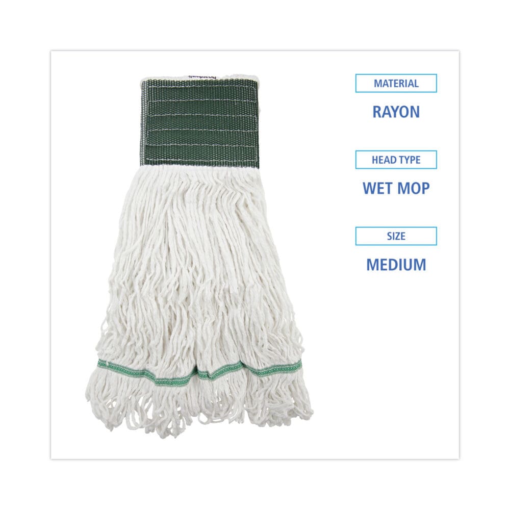 Loop End Rayon Mop Head, Rayon, Medium, 14 oz, White, Dozen - Image 8