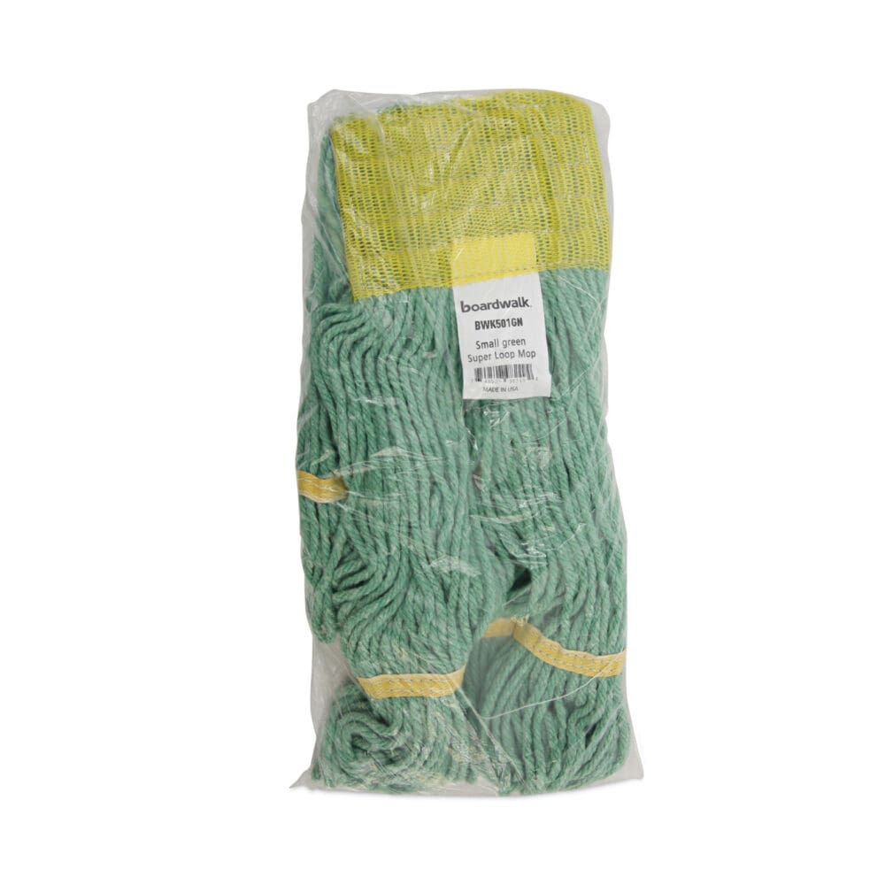 Super Loop Wet Mop Head, Cotton/Synthetic Fiber, 5" Headband, Small Size, Green, 12/Carton - Image 6