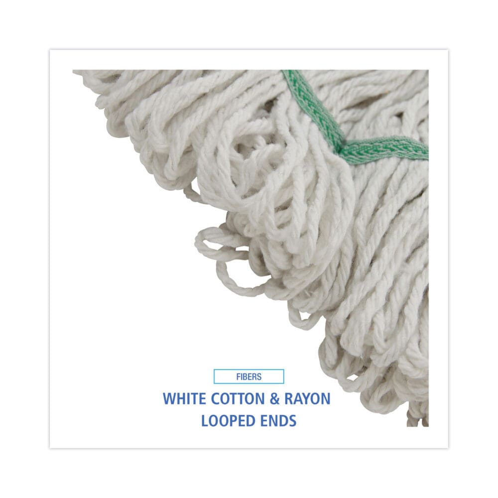 Mop Head, Premium Standard Head, Cotton/Rayon Fiber, Medium, White - Image 3