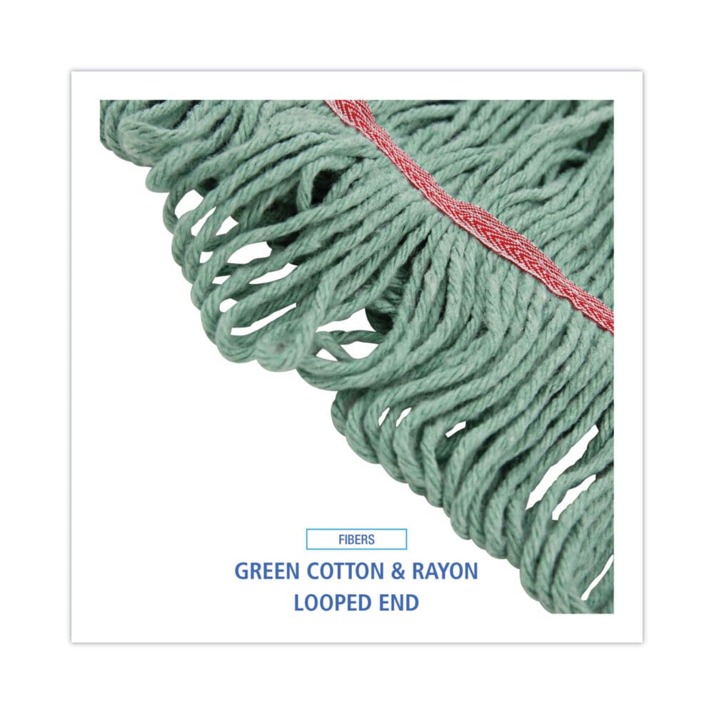 Mop Head, Premium Standard Head, Cotton/Rayon Fiber, Large, Green - Image 4