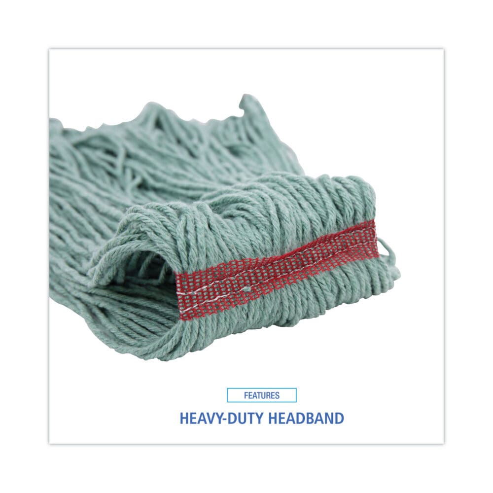 Mop Head, Premium Standard Head, Cotton/Rayon Fiber, Large, Green - Image 6