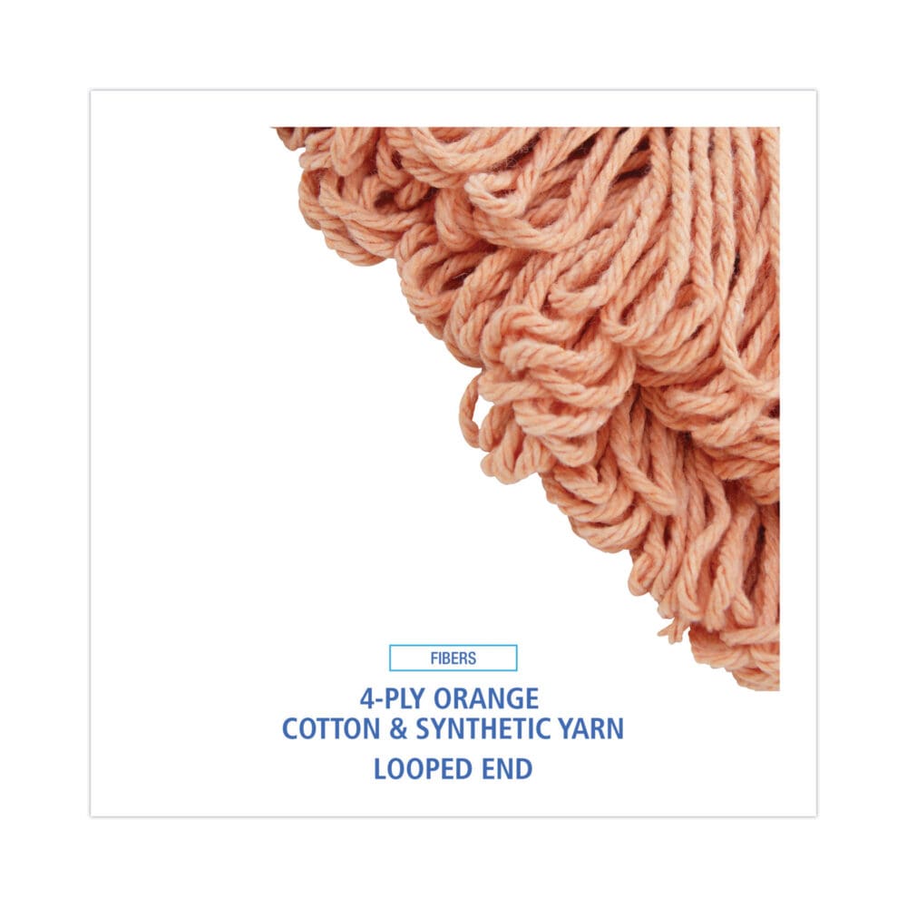 Super Loop Wet Mop Head, Cotton/Synthetic Fiber, 5" Headband, Large Size, Orange, 12/Carton - Image 4