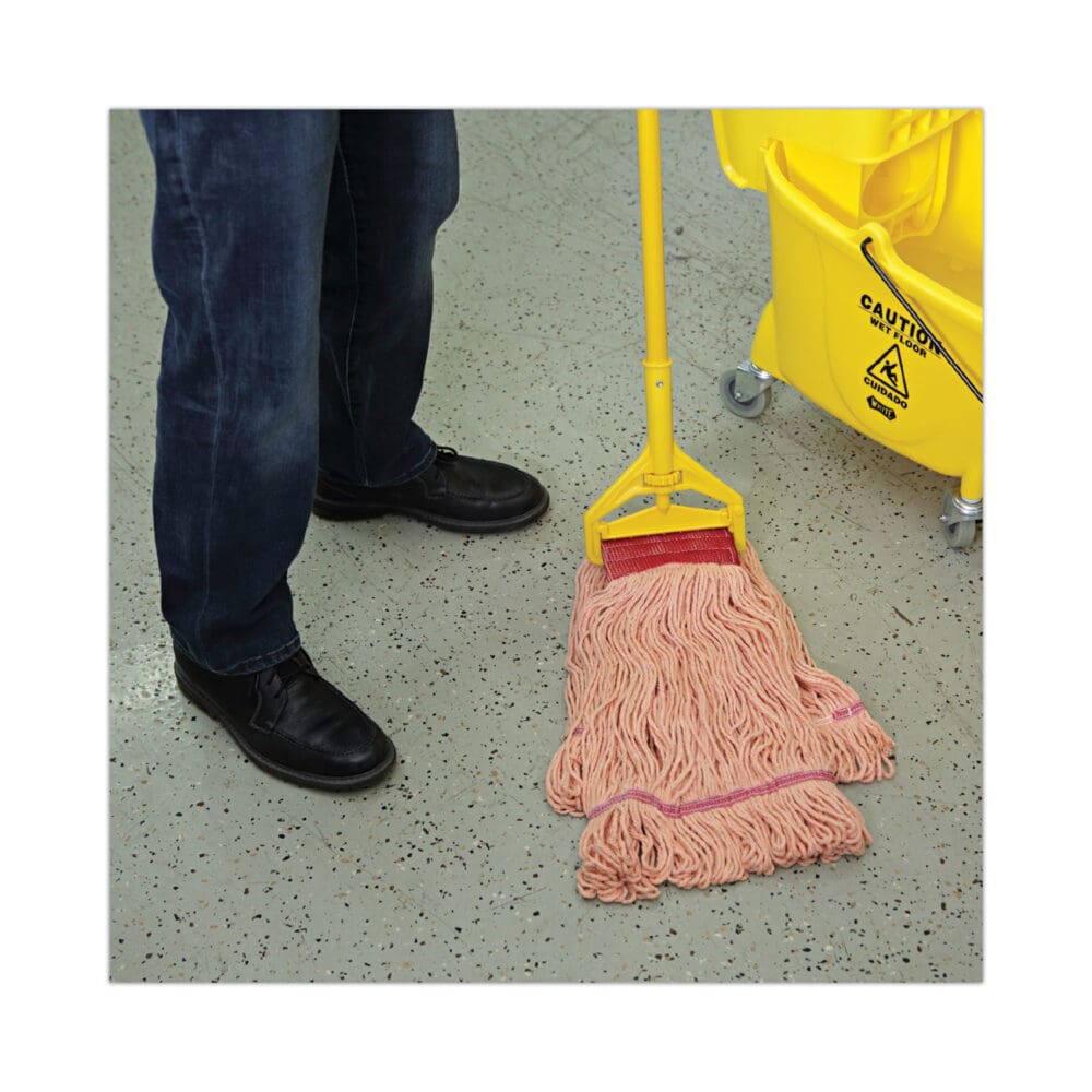 Super Loop Wet Mop Head, Cotton/Synthetic Fiber, 5" Headband, Large Size, Orange, 12/Carton - Image 5