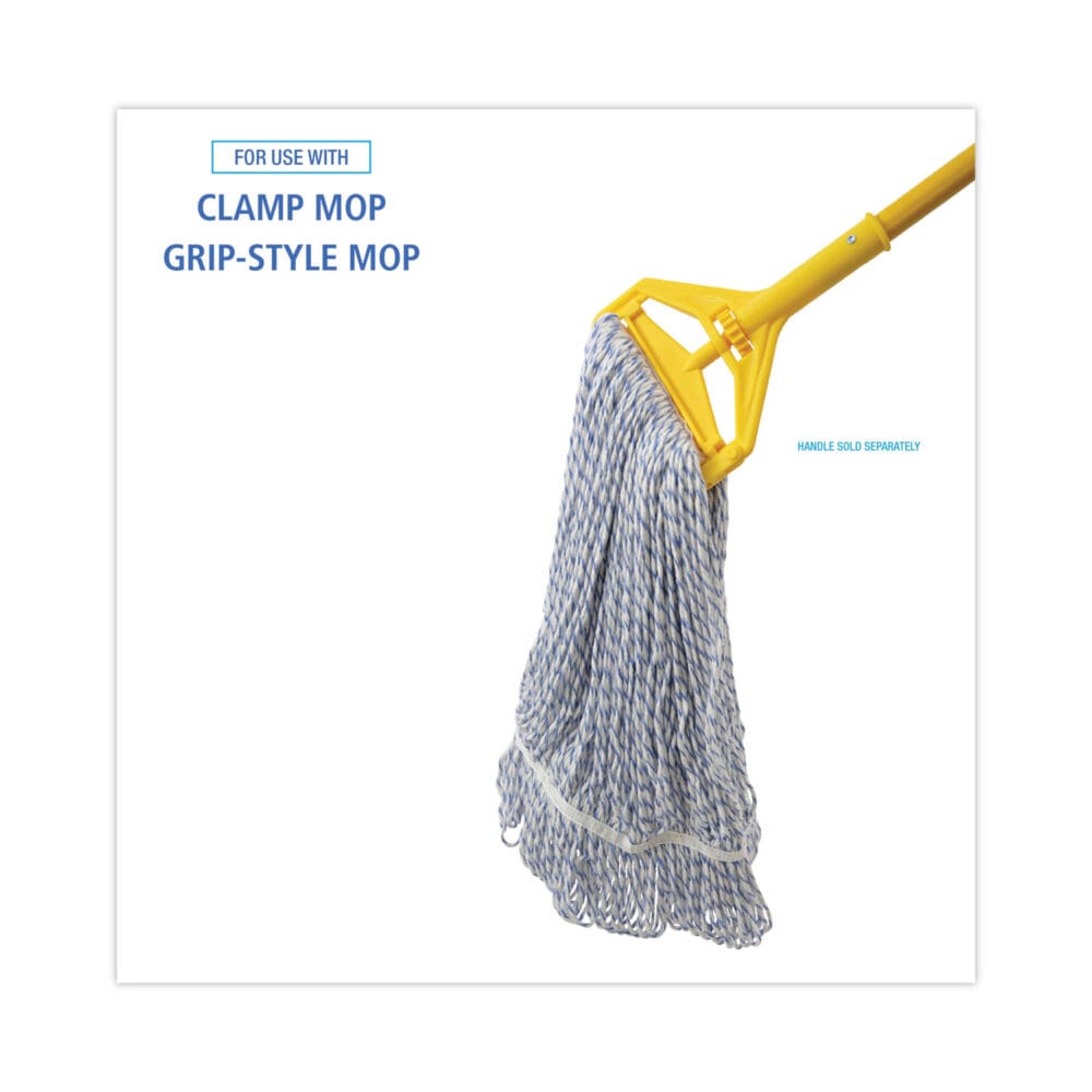 Mop Head, Floor Finish, Narrow, Rayon/Polyester, Large, White/Blue, 12/Carton - Image 2