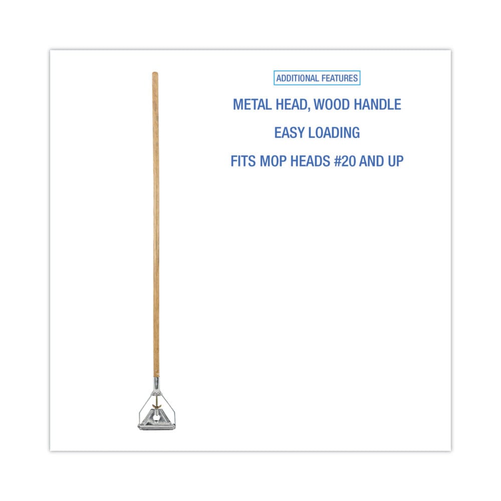 Quick Change Metal Head Wooden Mop Handle, Junior, 0.88" dia x 54", Natural - Image 2