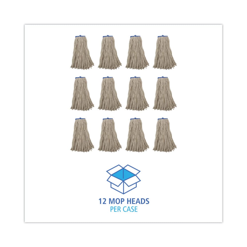 Cut-End Lie-Flat Wet Mop Head, Cotton, 16oz, White, 12/Carton - Image 7
