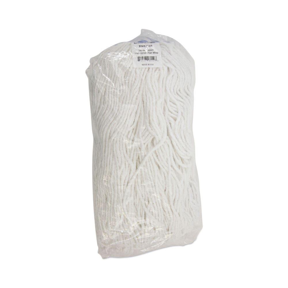 Cut-End Lie-Flat Wet Mop Head, Rayon, 16oz, White, 12/Carton - Image 6