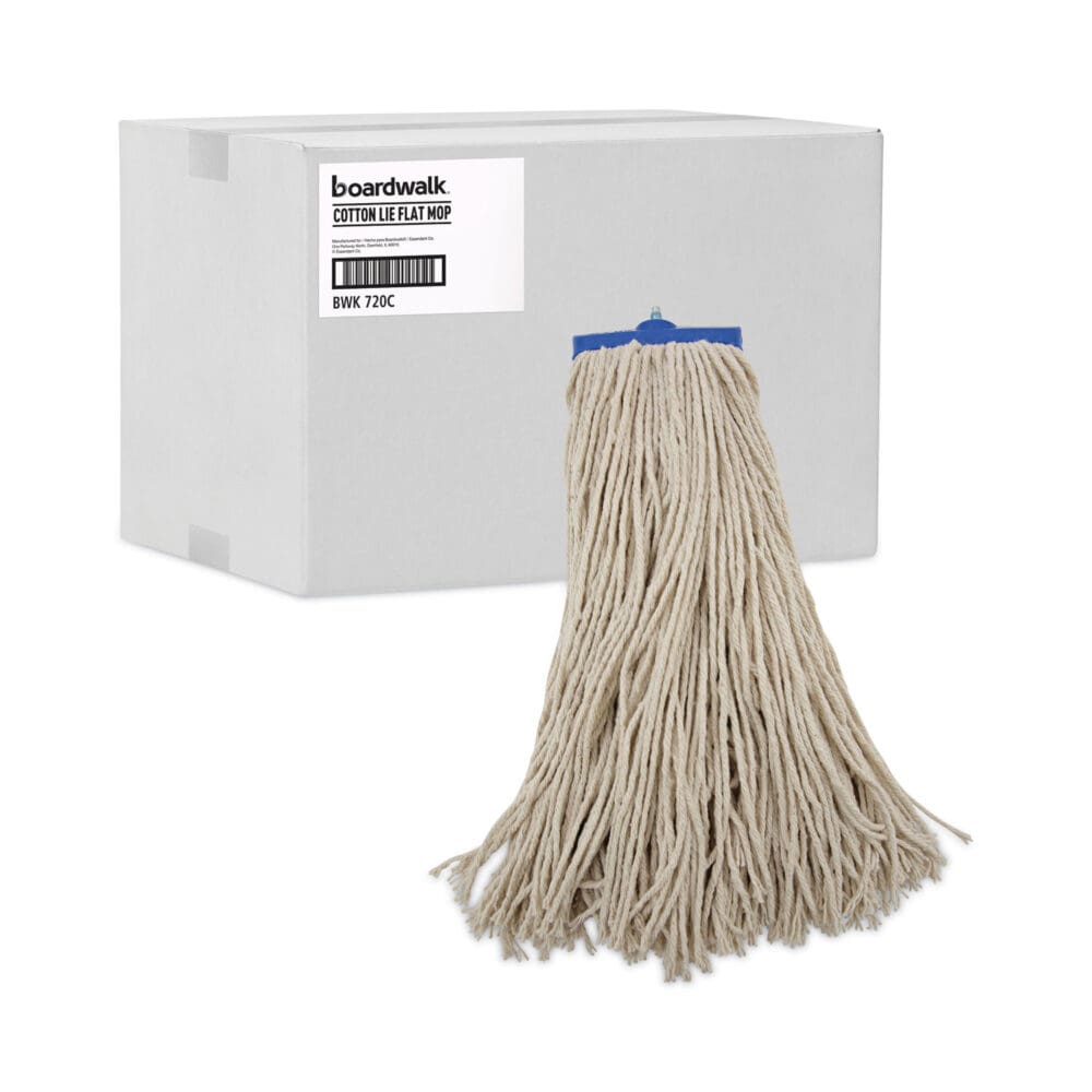 Mop Head, Economical Lie-Flat Head, Cotton Fiber, 20 oz, White, 12/Carton - Image 9
