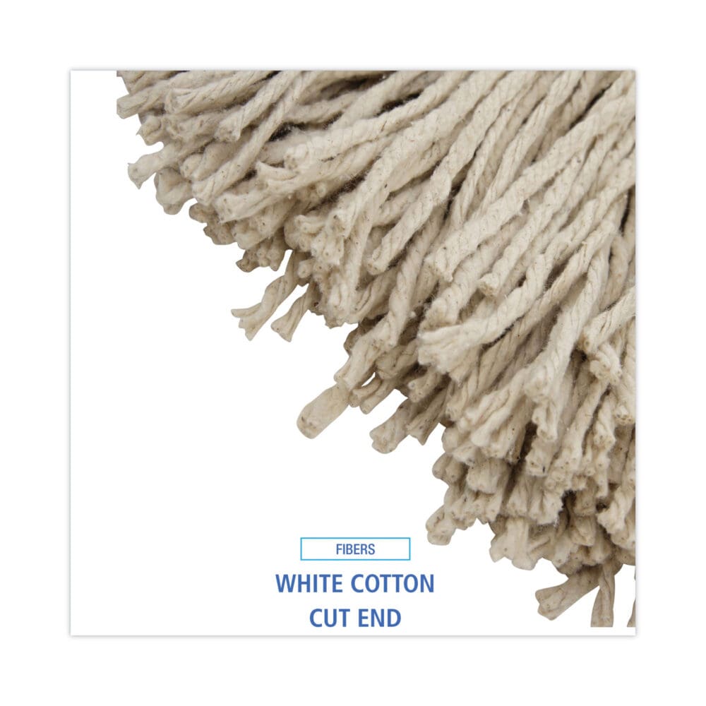 Cut-End Lie-Flat Wet Mop Head, Cotton, 24oz, White, 12/Carton - Image 4