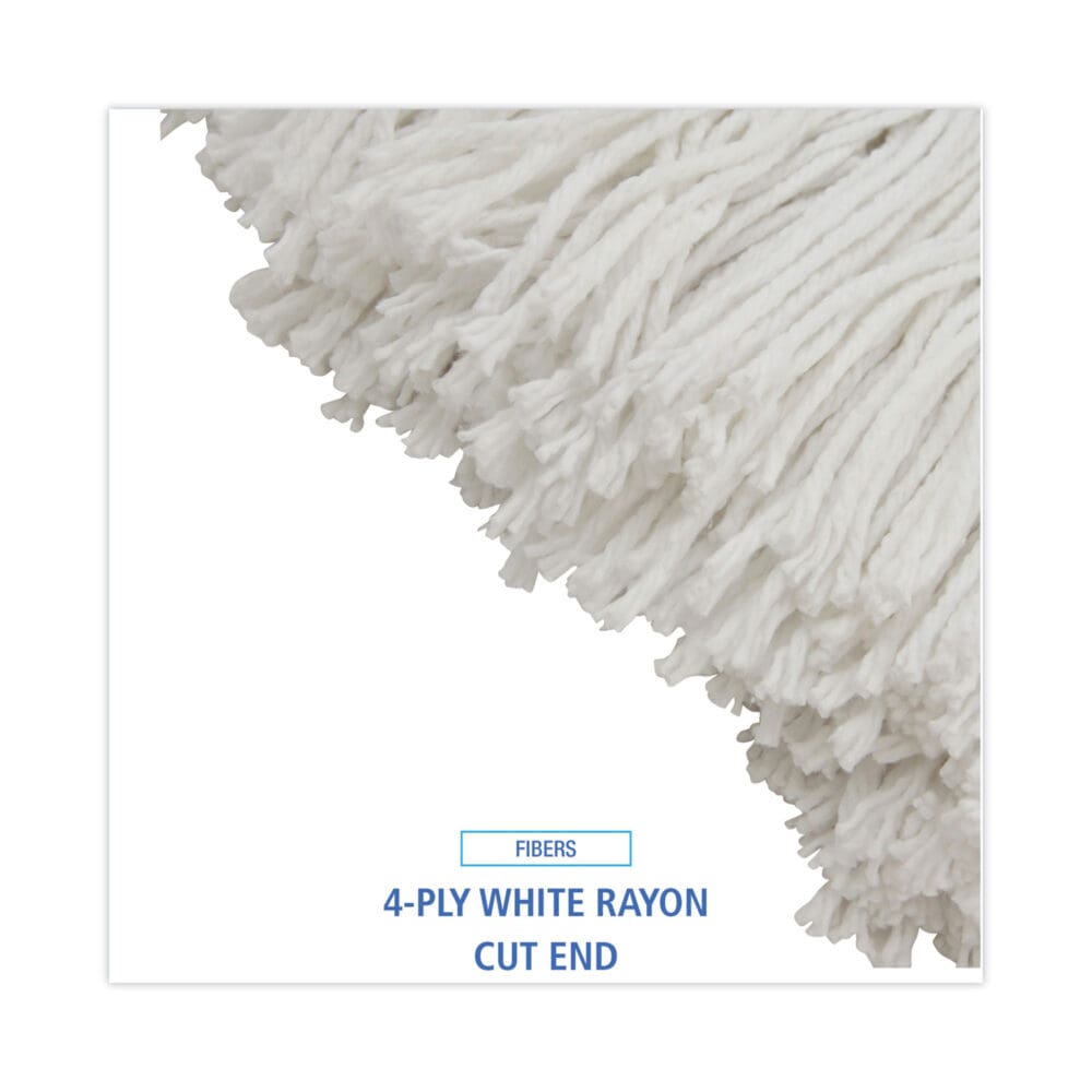 Cut-End Lie-Flat Wet Mop Head, Rayon, 24oz, White, 12/Carton - Image 4