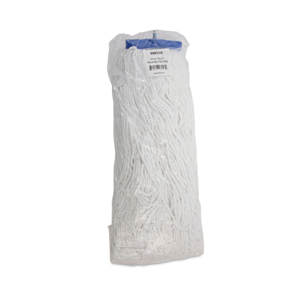 Cut-End Lie-Flat Wet Mop Head, Rayon, 24oz, White, 12/Carton - Image 7