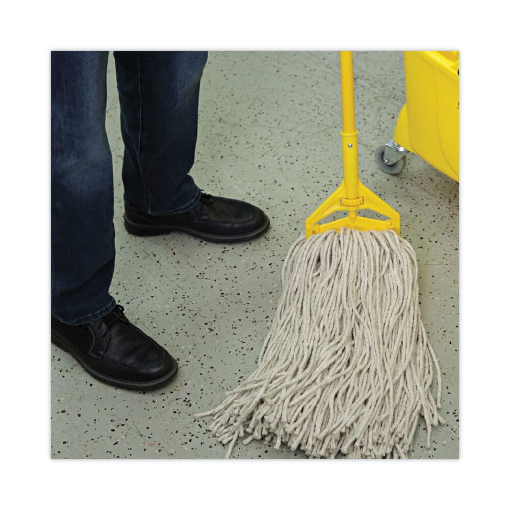 Mop Head, Economical Lie-Flat Head, Cotton Fiber, 32oz, White, 12/Carton - Image 4