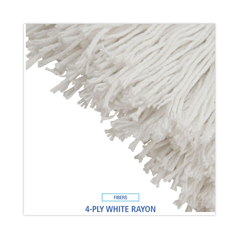 Mop Head, Economical Lie-Flat Head, Rayon Fiber, 32-Oz., White, 12/Carton - Image 3