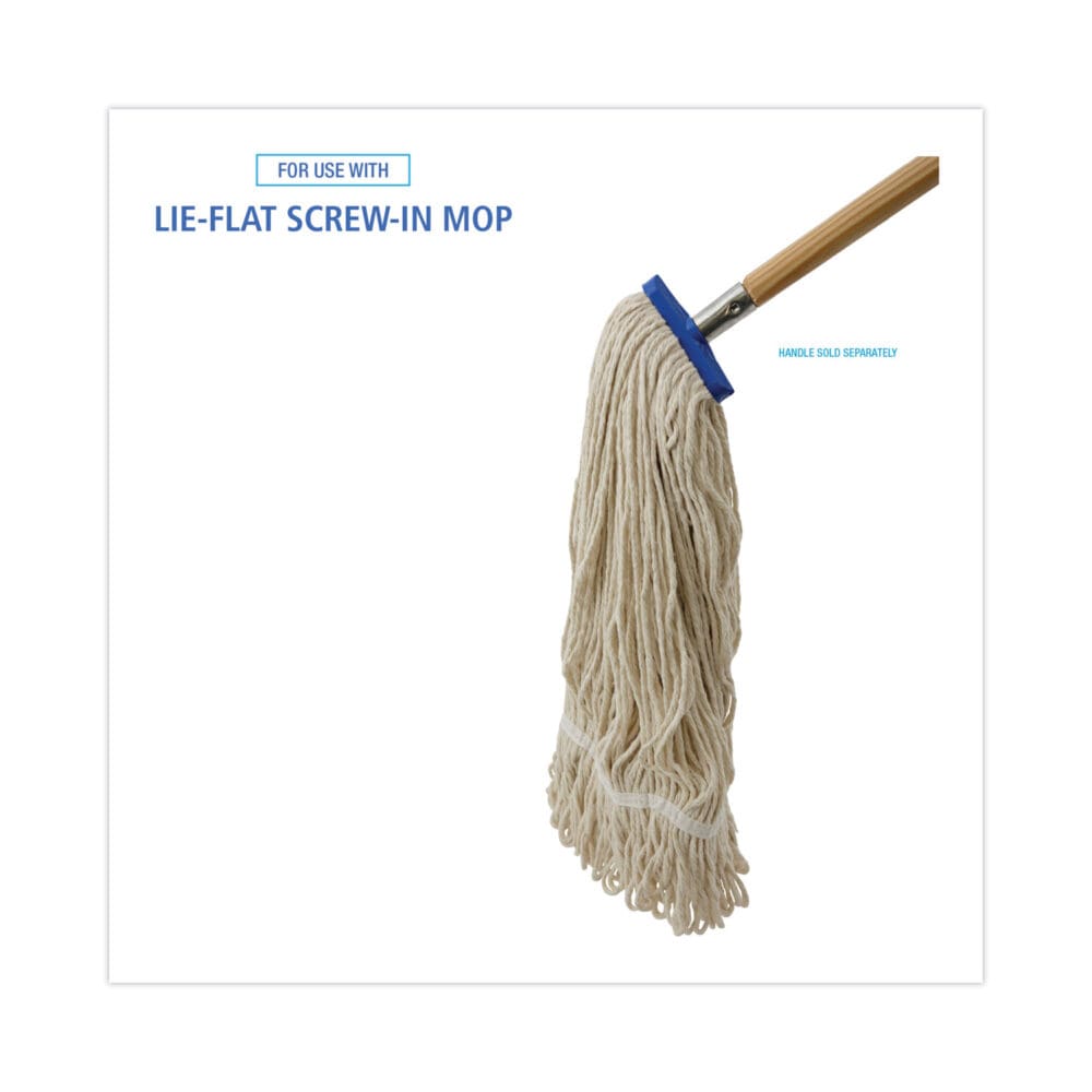 Mop Head, Lie-Flat Head, Cotton Fiber, 24 oz, White, 12/Carton - Image 3