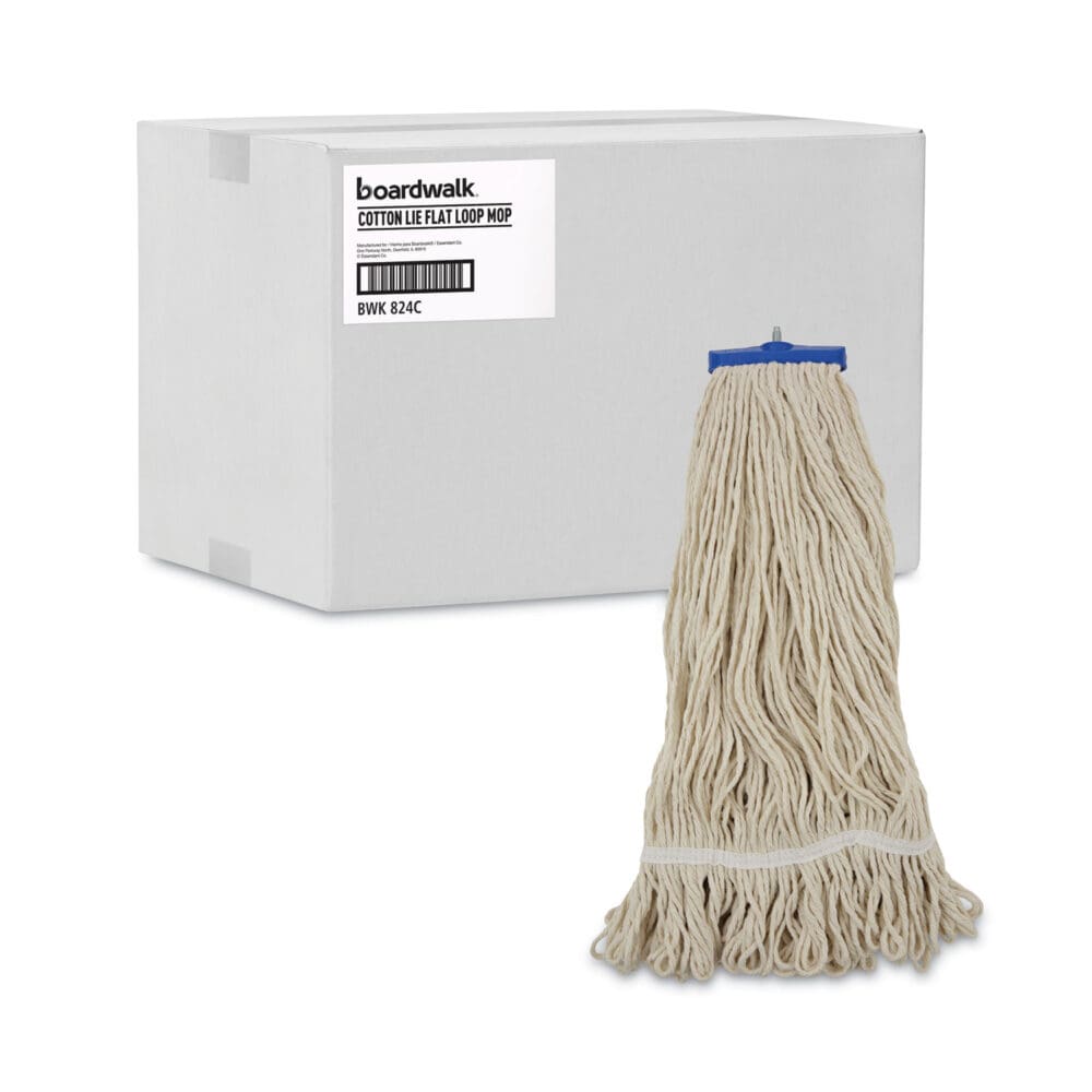 Mop Head, Lie-Flat Head, Cotton Fiber, 24 oz, White, 12/Carton - Image 9