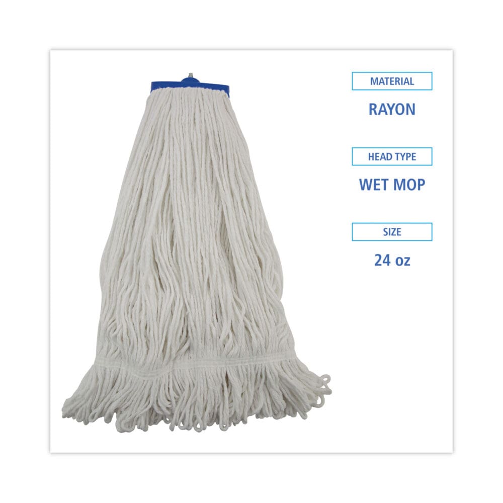 Mop Head, Lie-Flat Head, Rayon Fiber, 24oz, White, 12/Carton - Image 9