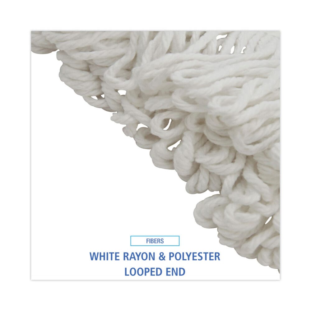 Mop Head, Lie-Flat Head, Rayon Fiber, 24oz, White, 12/Carton - Image 3
