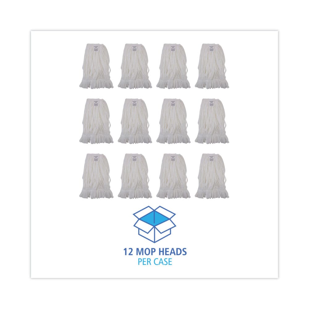 Mop Head, Looped, Enviro Clean With Tailband, Medium, White, 12/Carton - Image 7