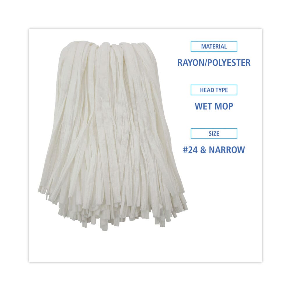Nonwoven Cut End Edge Mop, Rayon/Polyester, #24, White, 12/Carton - Image 9
