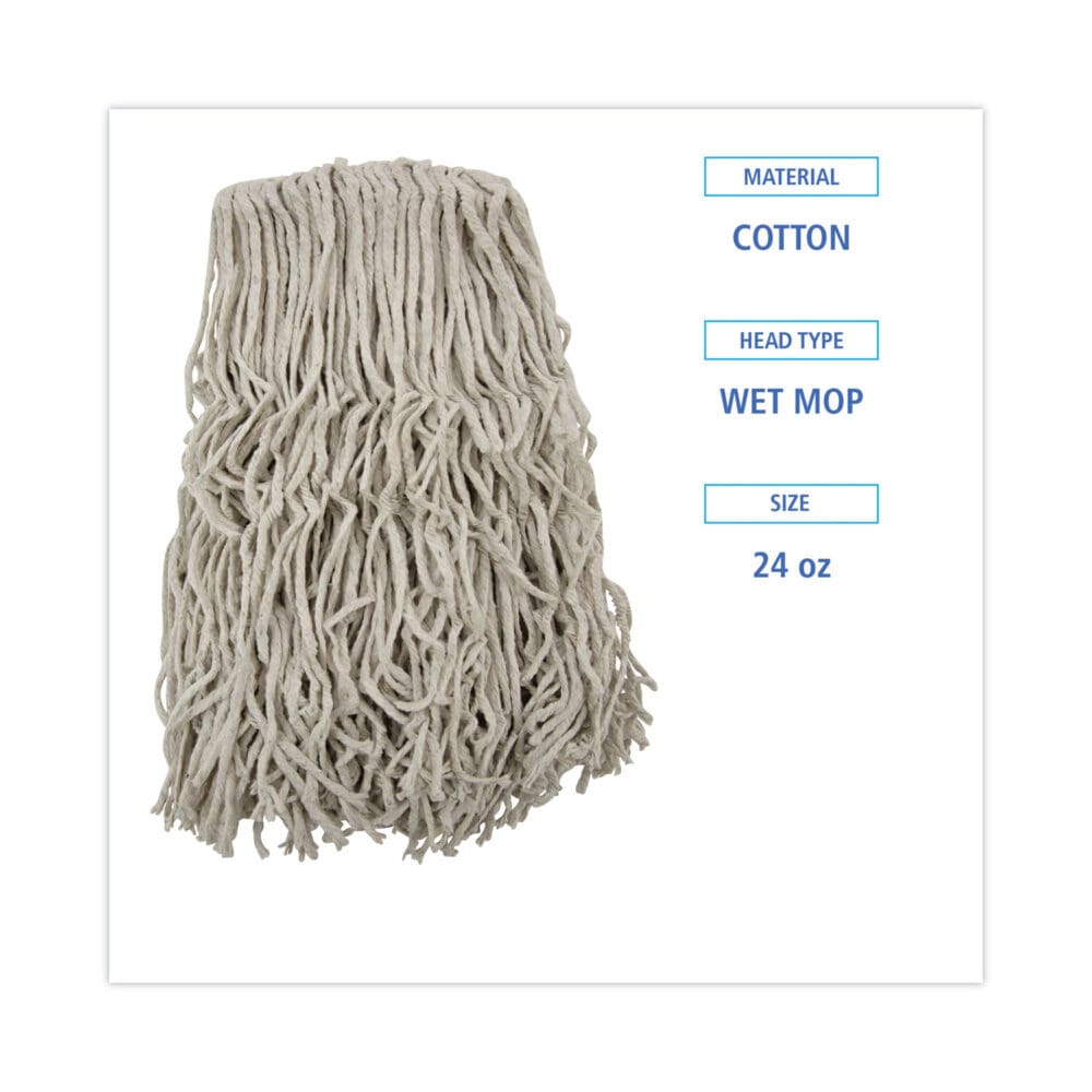 Banded Cotton Mop Heads, 24oz, White, 12/Carton - Image 9