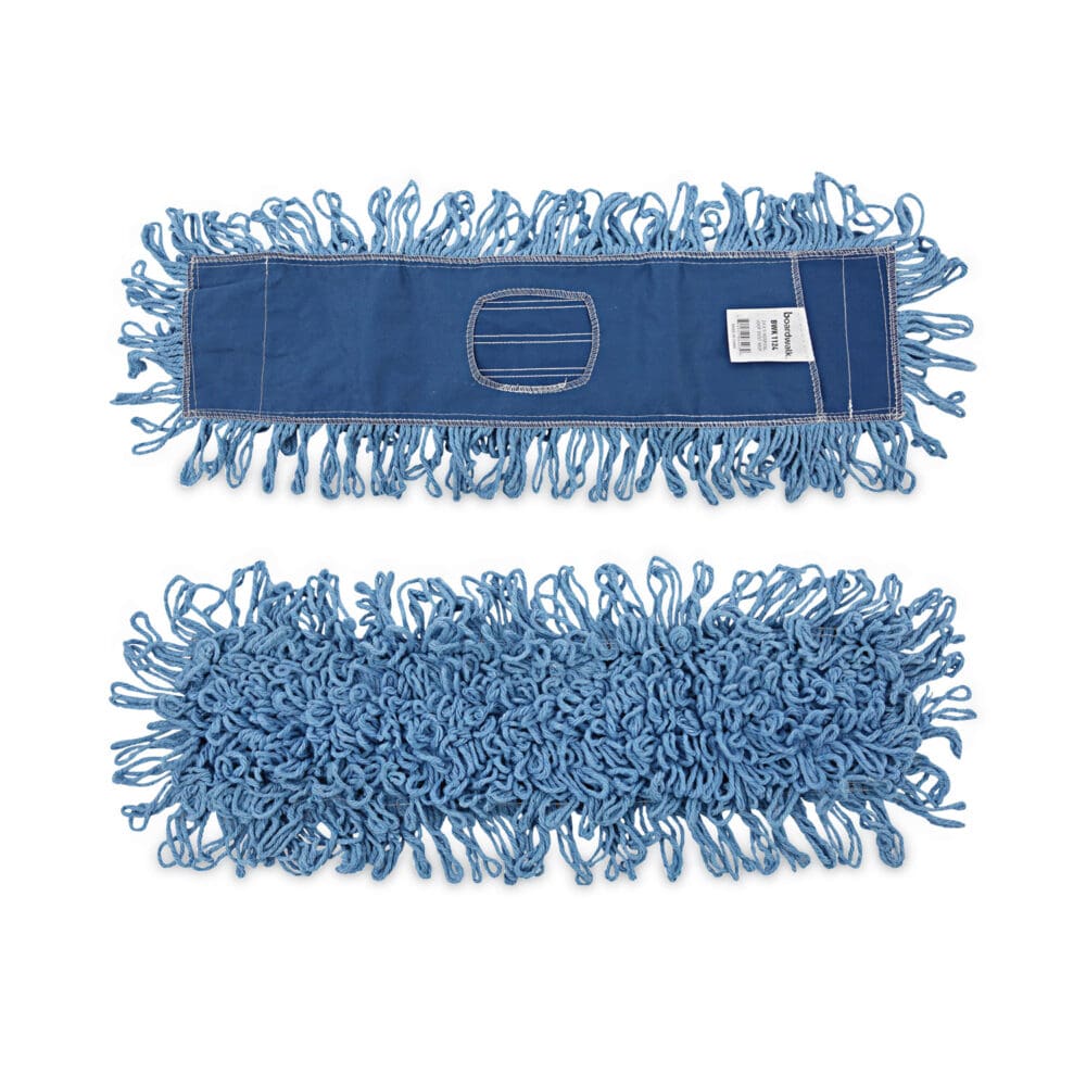Dry Mopping Kit, 24 x 5 Blue Synthetic Head, 60" Natural Wood/Metal Handle - Image 5