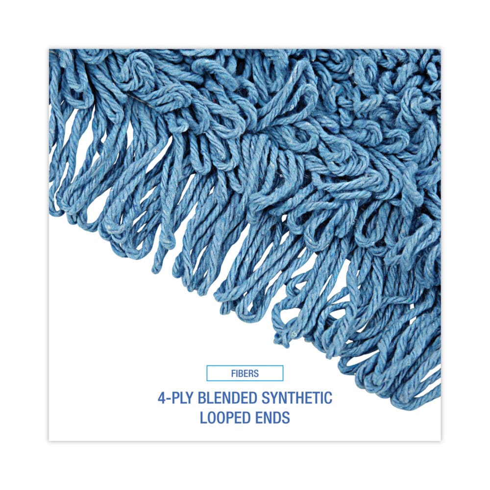 Dry Mopping Kit, 36 x 5 Blue Blended Synthetic Head, 60" Natural Wood/Metal Handle - Image 3