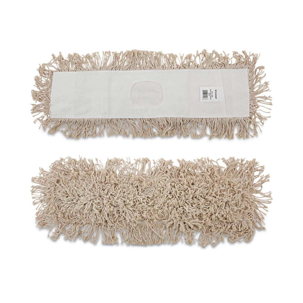 Cotton Dry Mopping Kit, 24 x 5 Natural Cotton Head, 60" Natural Wood Handle - Image 5